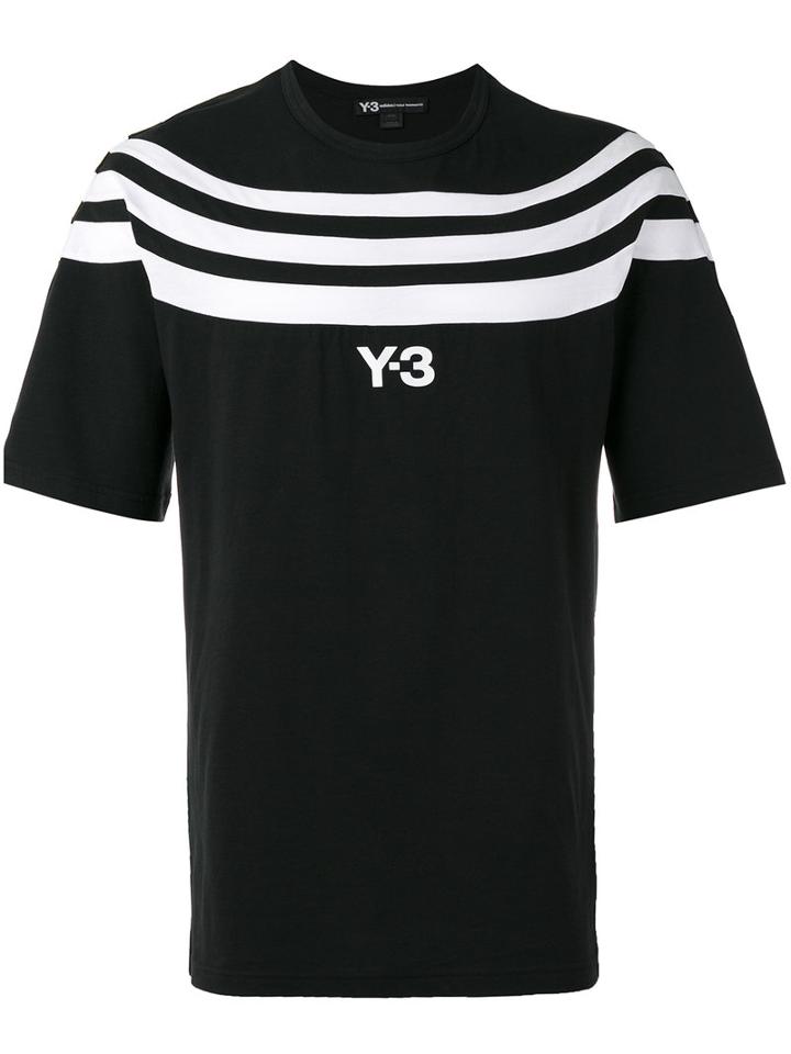 Y-3 Stripe Panel T-shirt, Men's, Size: Small, Black, Cotton