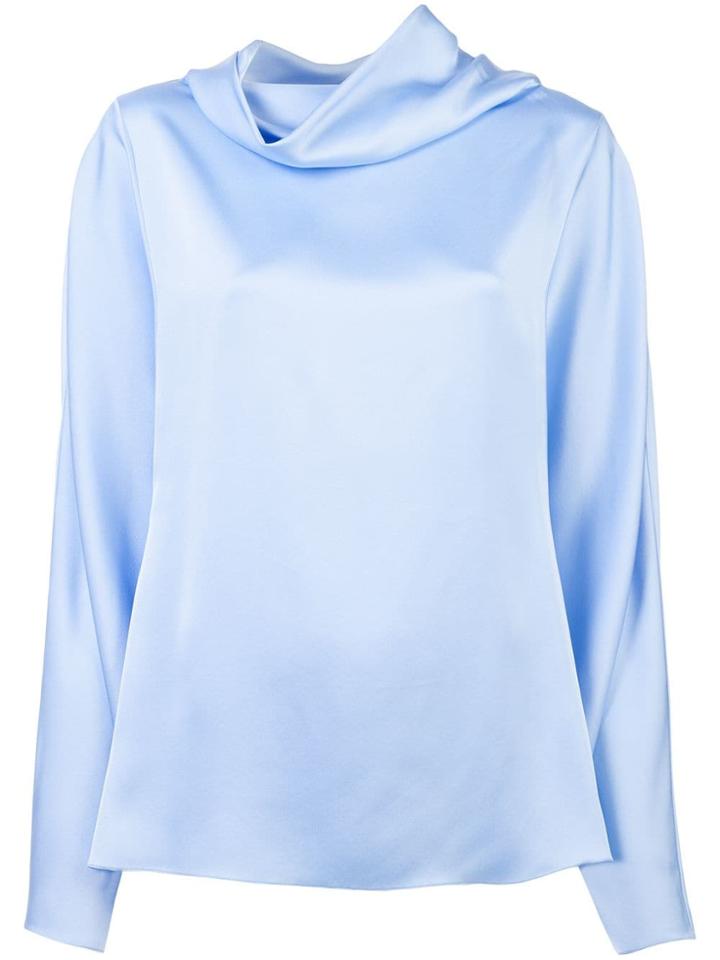 The Row Draped Silk Top - Blue