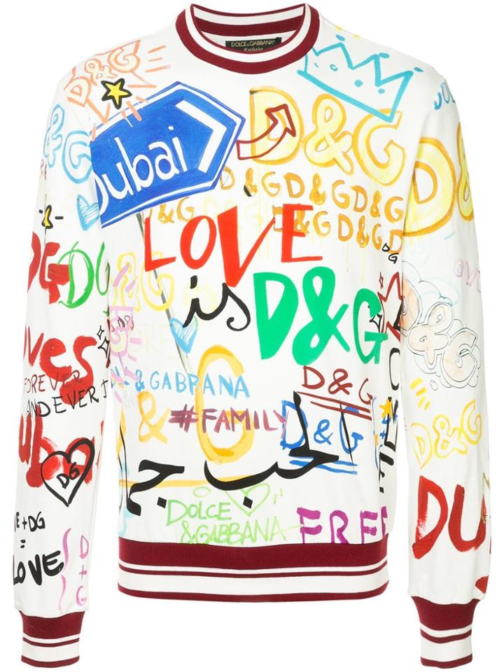 Dolce & Gabbana Dubai Graffiti Printed Sweatshirt - White