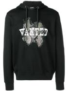 Les Hommes 'wanted' Slogan Print Hoodie - Black