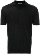 Nuur Fitted V-neck Polo Shirt - Black