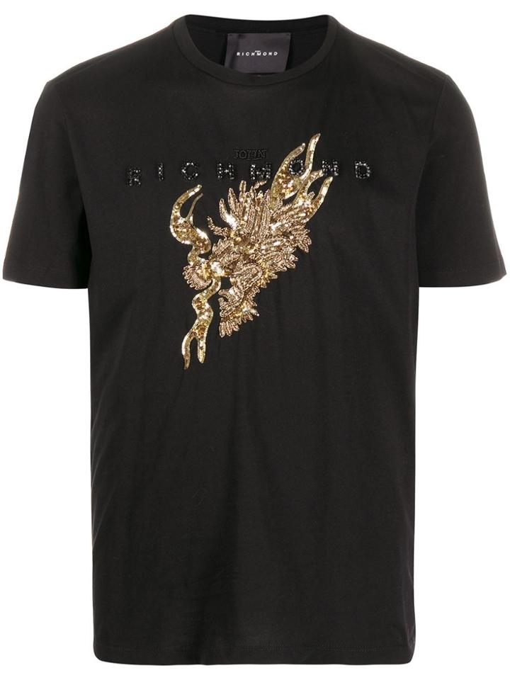 John Richmond Sequin-embellished T-shirt - Black