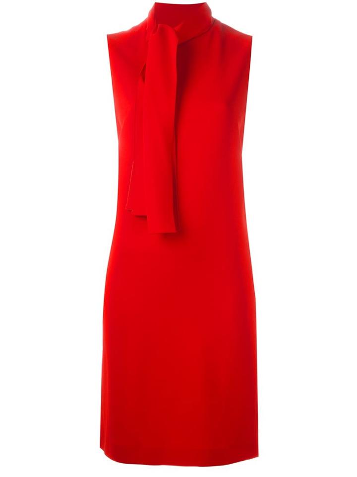 Joseph Bow Tie Collar Dress, Women's, Size: 38, Red, Viscose/acetate/cupro/spandex/elastane