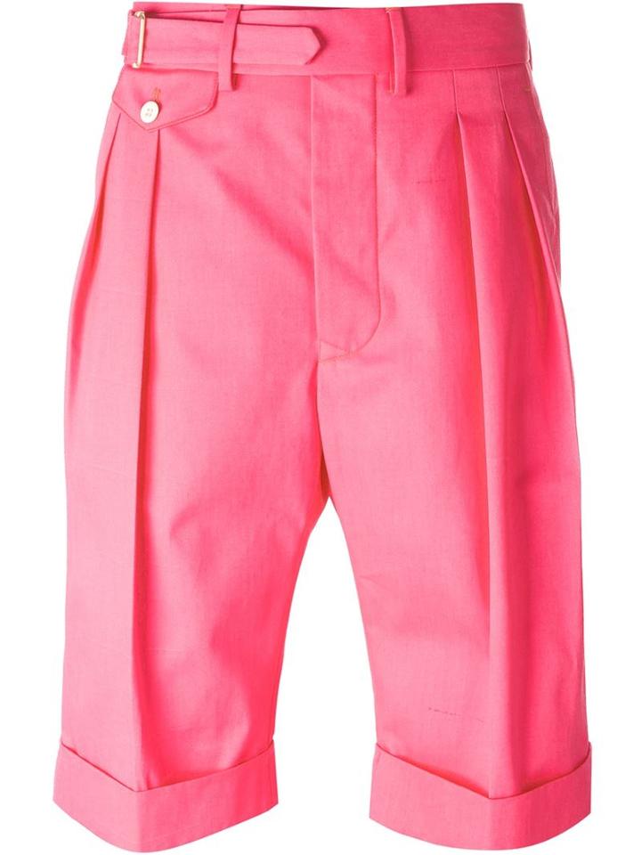 Lardini Tailored Pleated Shorts, Men's, Size: 48, Pink/purple, Cotton