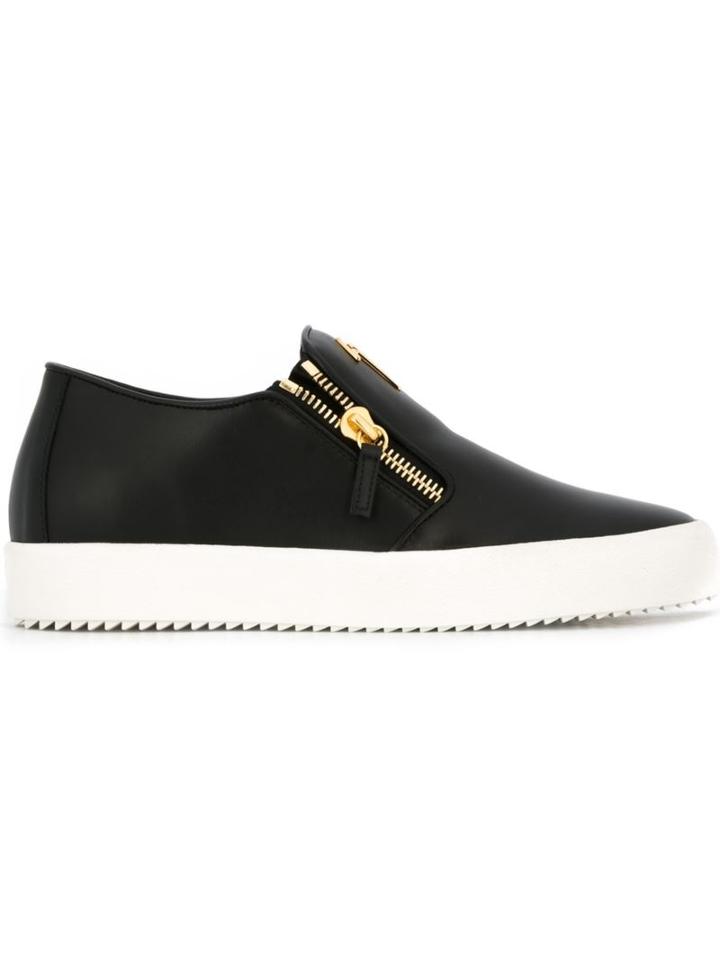 Giuseppe Zanotti Design Adam Slip-on Sneakers, Men's, Size: 41, Black, Calf Leather/leather/rubber