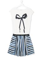 John Galliano Kids Teen Bow Print Dress - White