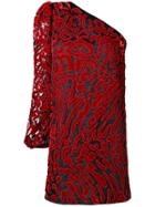 Givenchy One Shoulder Leopard-print Dress - Red