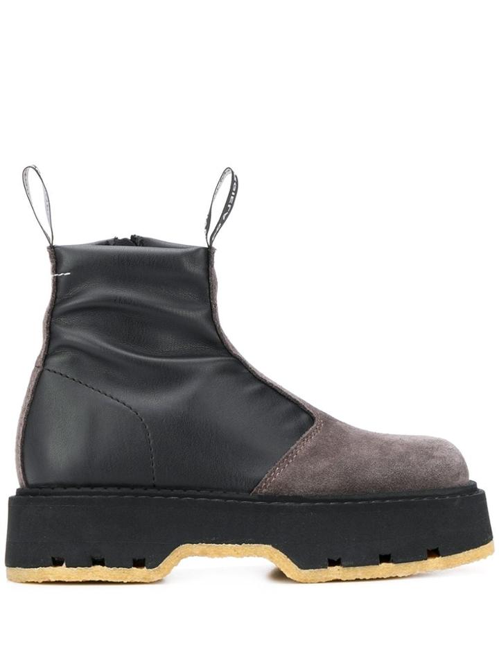 Mm6 Maison Margiela Paneled Platform Boots - Black