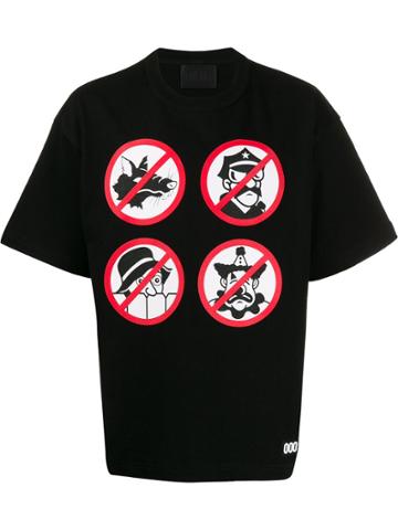 000 Worldwide Strike Through Print T-shirt - Black