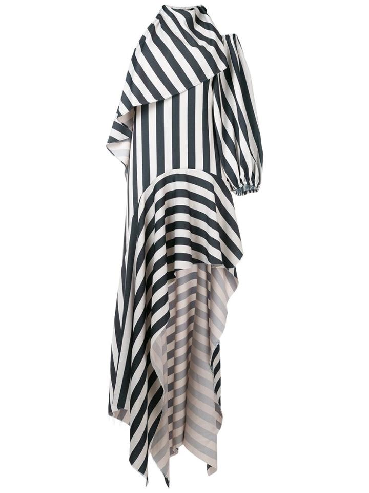 Marques'almeida Asymmetric Stripes Dress - Neutrals