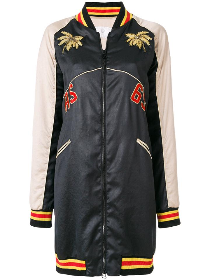 As65 Colour-block Zipped Coat - Black
