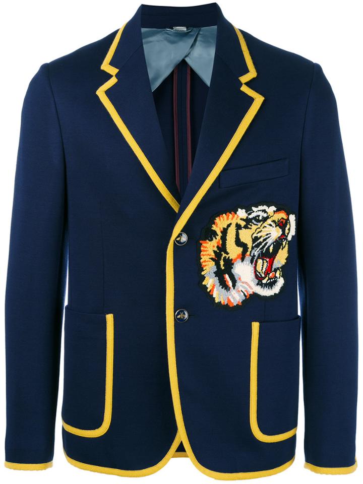 Gucci Bengal Appliqué Blazer - Blue