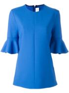 Victoria Victoria Beckham Trumpet Sleeve Blouse, Women's, Size: 6, Blue, Polyester/virgin Wool/spandex/elastane/silk
