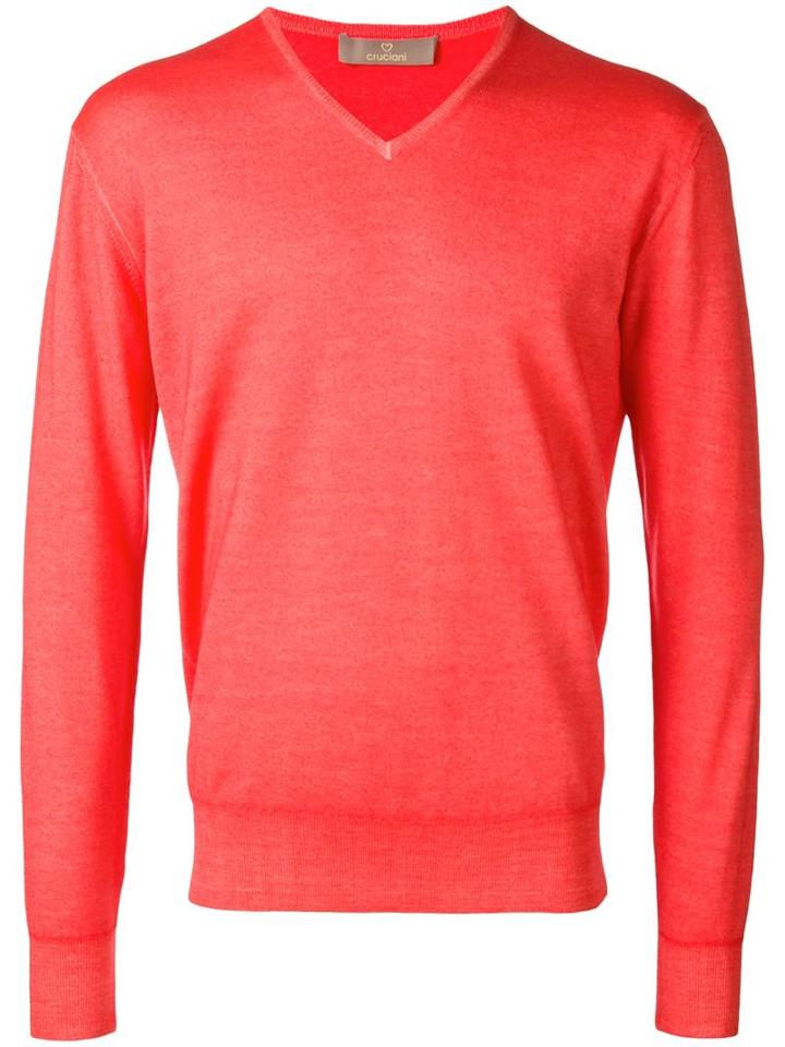 Cruciani V-neck Jumper, Men's, Size: 52, Pink/purple, Wool