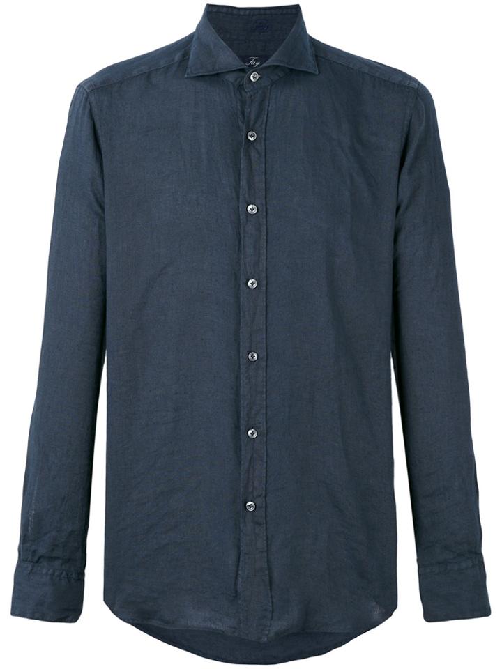 Fay Curved Hem Shirt - Blue