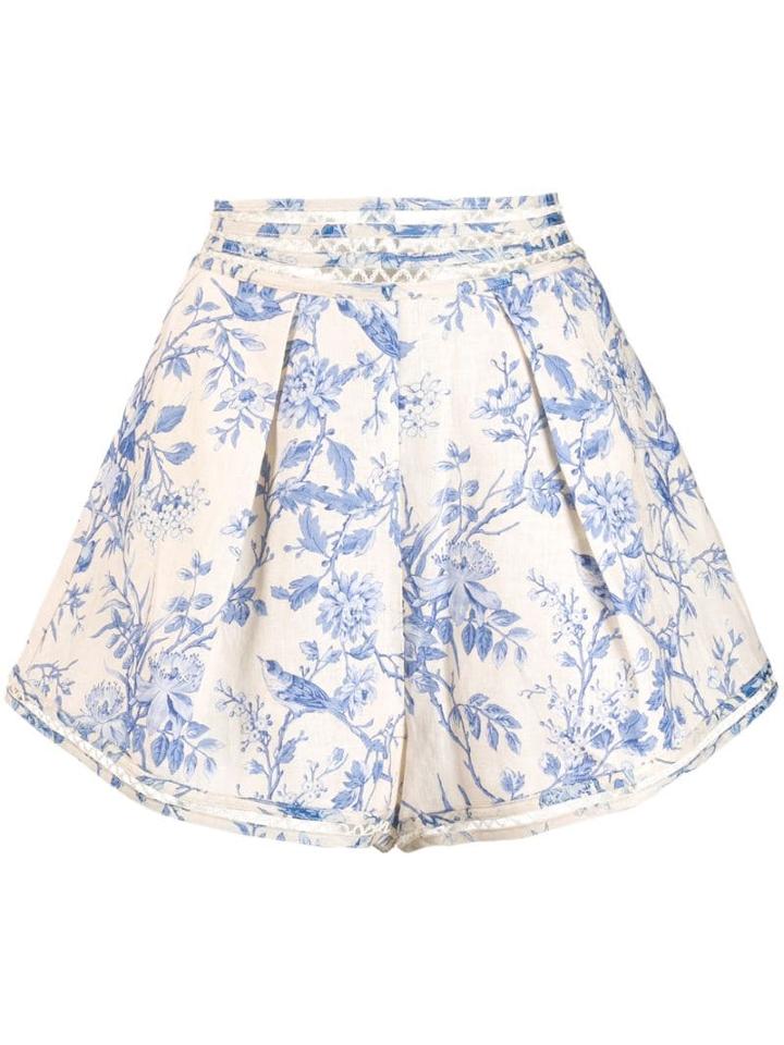 Zimmermann Floral Print Shorts - Blue