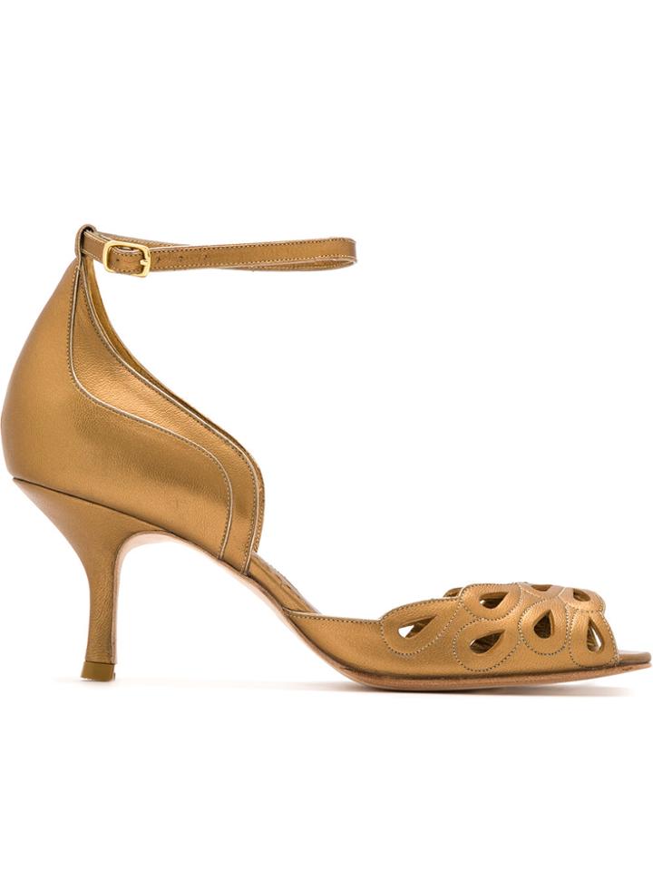 Sarah Chofakian Cut Out Details Pumps - Brown