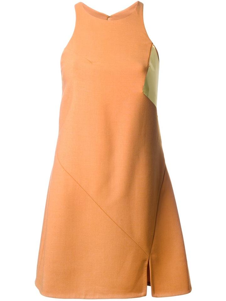 Jay Ahr Gold-tone Detail Short Dress, Women's, Size: 36, Yellow/orange, Wool