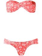 Sub Printed Bandeau Bikini Set, Women's, Size: P, Red, Spandex/elastane/polyamide
