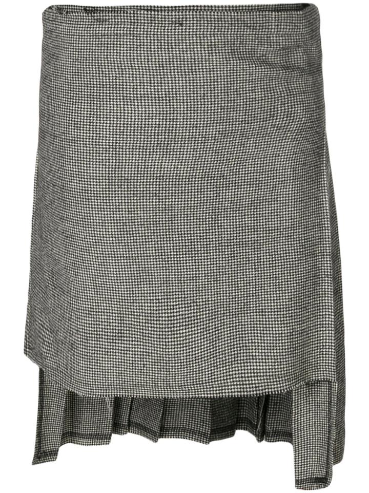 R13 Asymmetric Pleated Skirt - Black