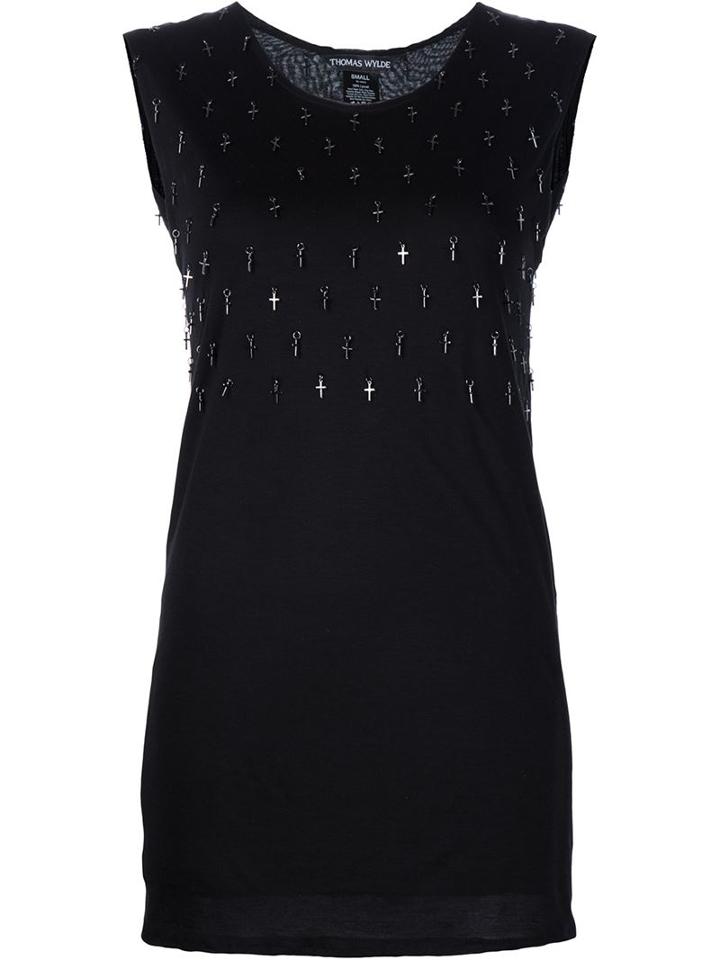 Thomas Wylde Cross-charm Tank Top, Women's, Size: Xs, Black, Lyocell