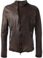 Giorgio Brato Classic Zip Jacket, Men's, Size: 50, Brown, Leather/cotton