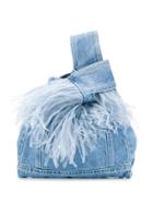 Simonetta Ravizza Furrisima Tote With Feathers - Blue