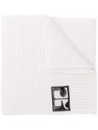 Courrèges Logo Rib Knit Scarf - White