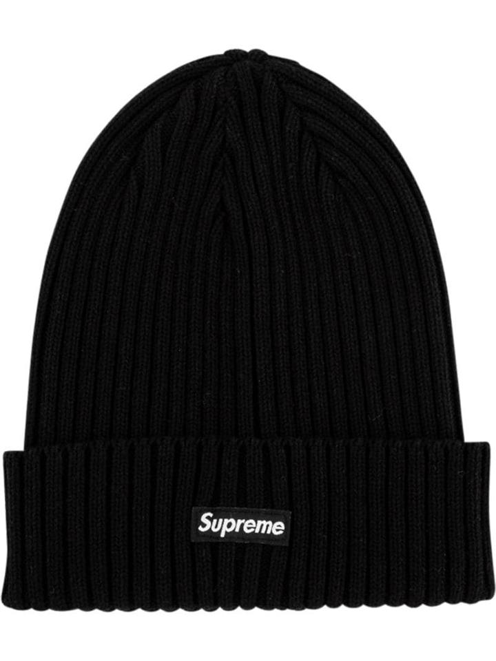 Supreme Ribbed Knitted Beanie - Black