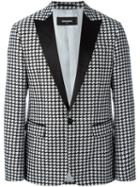 Dsquared2 Houndstooth Patterned Blazer, Men's, Size: 54, Black, Cotton/silk/polyester