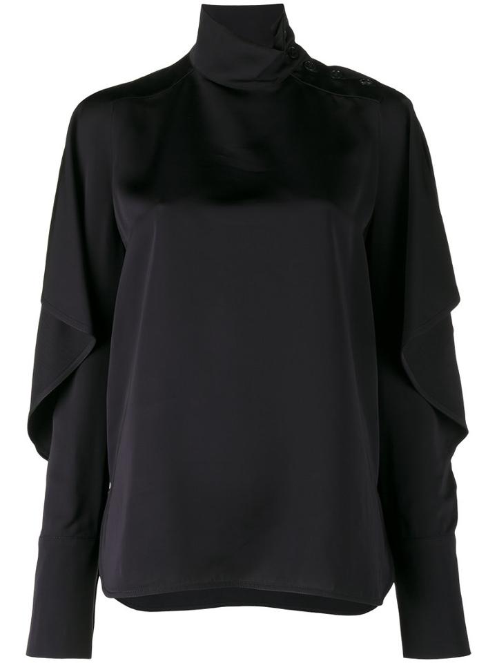 Marni - Buttoned Side Neck Blouse - Women - Viscose - 46, Blue, Viscose