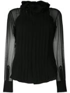 Ralph Lauren Frill Neck Pleated Blouse - Black
