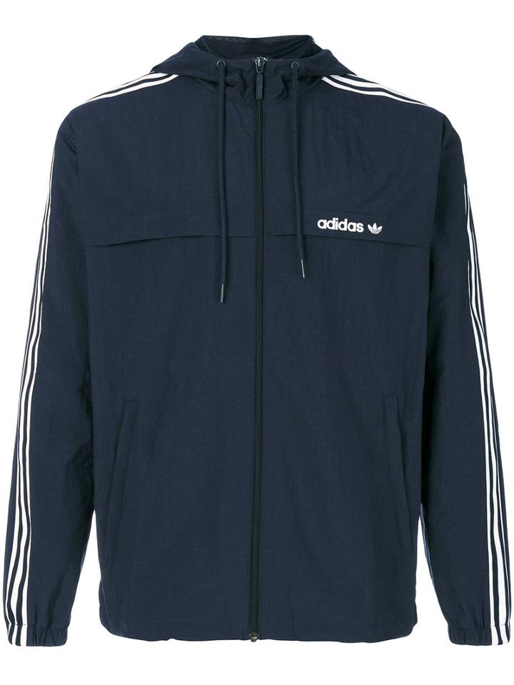 Adidas - Adidas Originals Three Stripe Windbreaker Jacket - Men - Polyester - S, Blue, Polyester