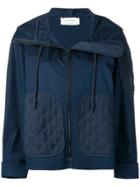 Sportmax Quilt Patch Hooded Jacket - Blue