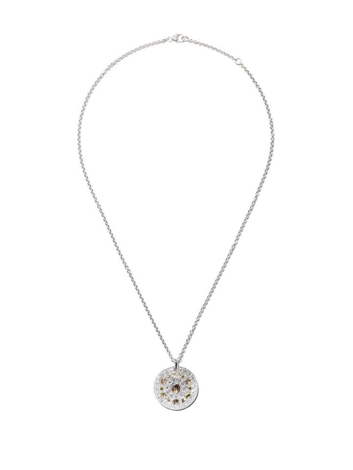 De Beers 18kt White Gold Talisman Medal Diamond Pendant Necklace