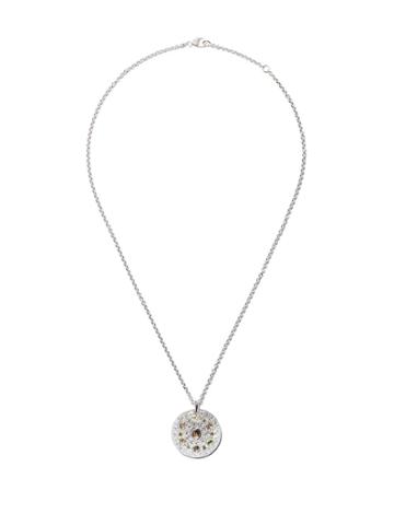 De Beers 18kt White Gold Talisman Medal Diamond Pendant Necklace