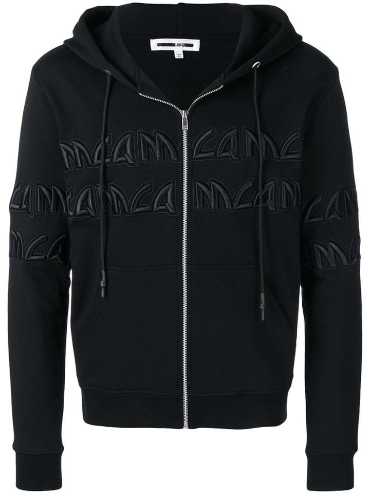 Mcq Alexander Mcqueen Embroidered Logo Zip Hoodie - Black
