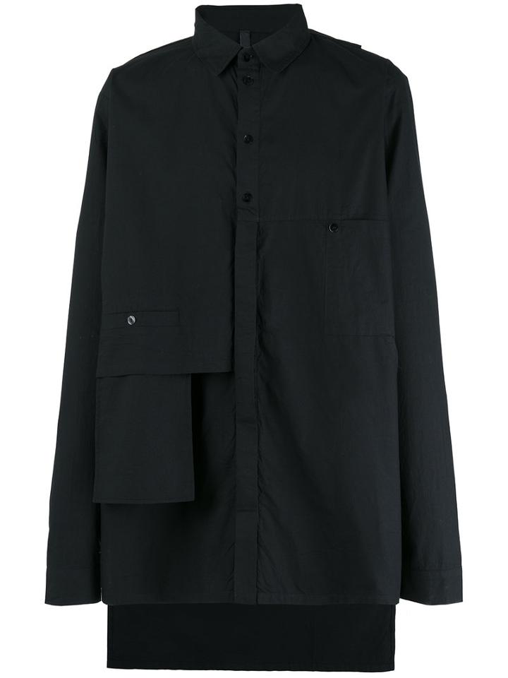 Barbara I Gongini Concealed Fastening Asymmetric Shirt, Men's, Size: 48, Black, Cotton