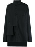 Barbara I Gongini Concealed Fastening Asymmetric Shirt, Men's, Size: 48, Black, Cotton