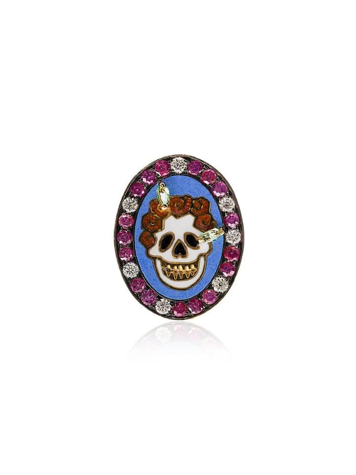 Holly Dyment 18k Yellow Gold Mini Skull Diamond Charm - Multicoloured