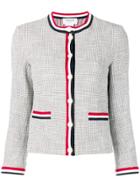 Thom Browne Textured Tweed Crewneck Cardigan - Grey