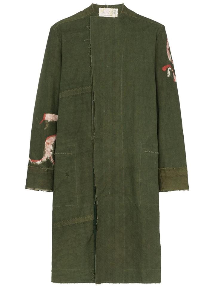 By Walid Collarless Mid-length Trench Coat - Green