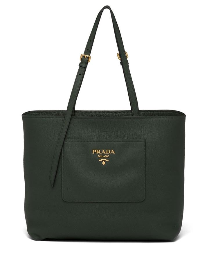 Prada Logo Plaque Tote Bag - Green