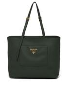 Prada Logo Plaque Tote Bag - Green