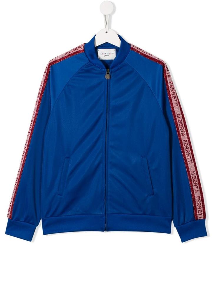 Alberta Ferretti Kids Teen Logo Band Track Jacket - Blue