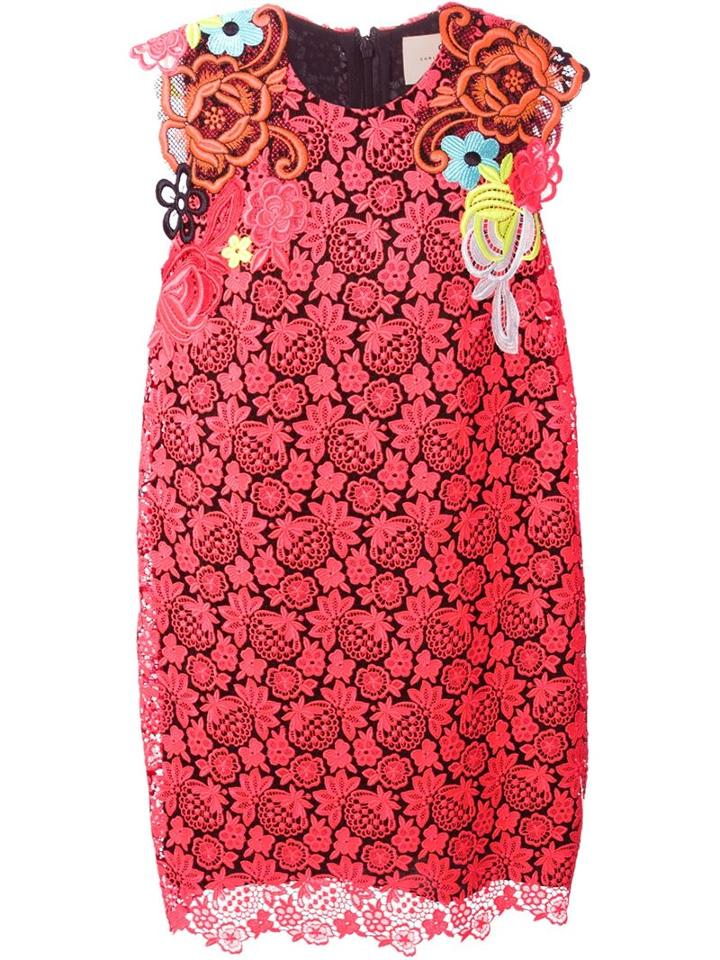 Christopher Kane Floral Broderie Dress, Women's, Size: 12, Pink/purple, Polyester/acetate/silk