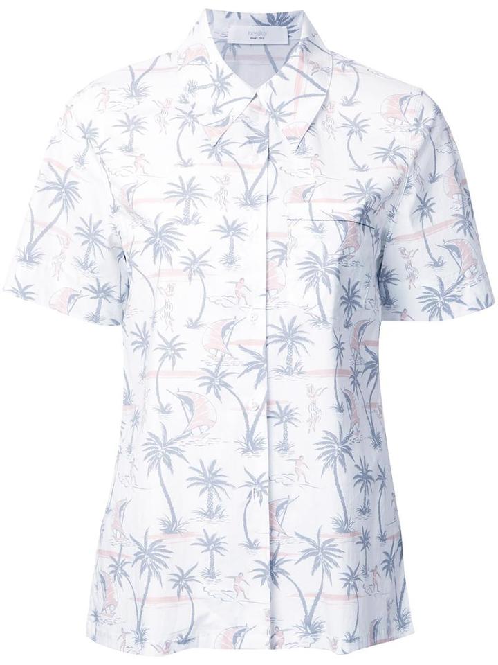 Bassike Hawaiian Shortsleeved Shirt, Women's, Size: 10, White, Cotton/spandex/elastane