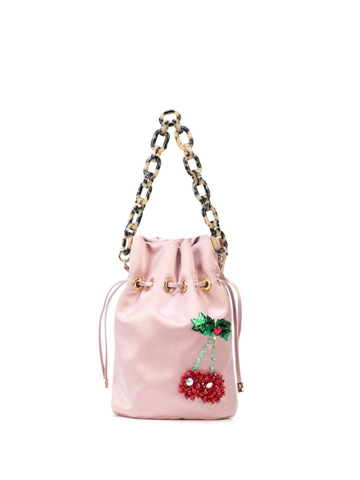 Edie Parker Cherry Drawstring Bag - Pink