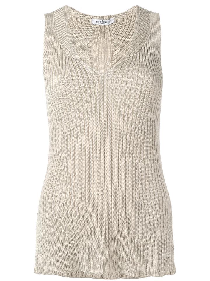 Cacharel Ribbed Knit Top, Women's, Size: Medium, Nude/neutrals, Viscose/polyamide