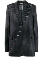 Youser Striped Button Hole Blazer - Blue